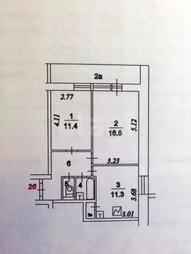 2-к кв. Ярославская область, Ярославль Угличская ул., 74 (53.4 м)