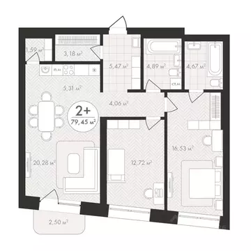 2-к кв. Башкортостан, Уфа Южный-2 мкр,  (79.45 м)