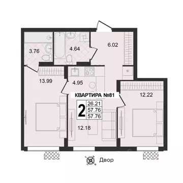 2-к кв. Владимирская область, Муром Новая Слобода мкр,  (57.76 м)