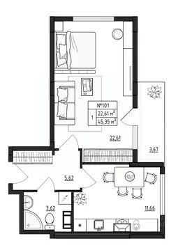 1-к кв. Ленинградская область, Гатчинский муниципальный округ, д. ...