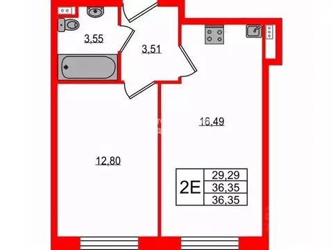 1-к кв. Санкт-Петербург ул. Архивная, 3к1 (36.5 м)