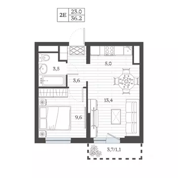 2-к кв. Дагестан, Дербент ул. Сальмана (36.24 м)