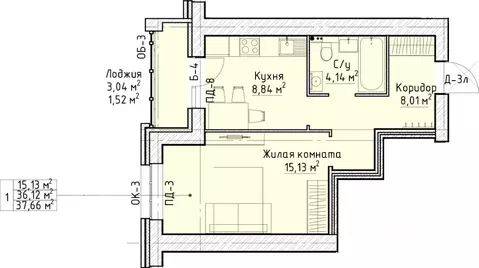 1-к кв. Кировская область, Киров Красный Химик мкр,  (37.66 м)