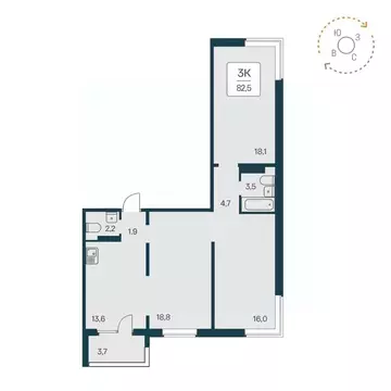 3-к кв. Новосибирская область, Новосибирск Игарская ул., 8 (82.5 м)