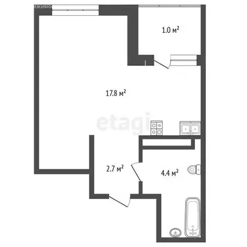 Квартира-студия: Тюмень, Дамбовская улица, 27к1 (24.8 м)