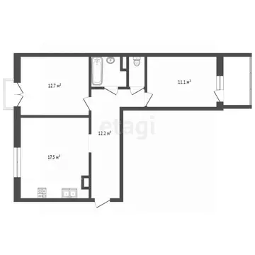 2-к кв. Ярославская область, Ярославль ул. Лисицына, 57 (58.6 м)