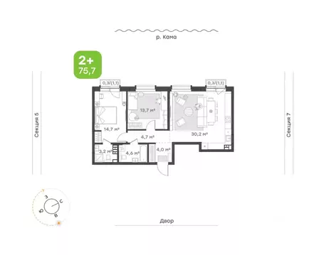 2-к кв. Татарстан, Набережные Челны Премьер-квартал жилой комплекс ...