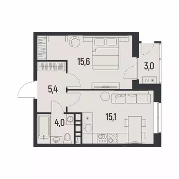 1-к кв. Пермский край, Пермь ул. Советской Армии, 95 (41.6 м)
