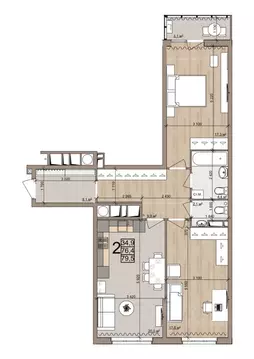 2-к кв. Рязанская область, Рязань Быстрецкая ул., 21к4 (79.5 м)