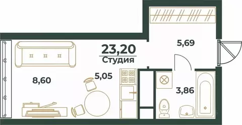 Студия Башкортостан, Уфа ул. Ивана Спатара (23.2 м)