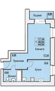 1-к кв. Ярославская область, Ярославль Шпальная ул., 30 (44.94 м)