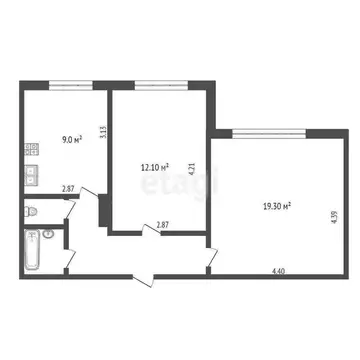 2-комнатная квартира: Тобольск, 9-й микрорайон, 34 (51.9 м)