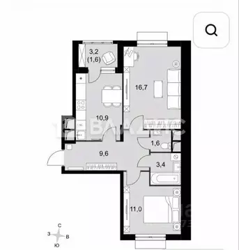 2-к кв. Московская область, Ленинский городской округ, пос. Развилка ...