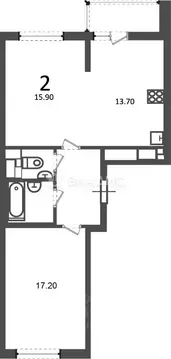 2-к кв. Москва Кусковская ул., 12/1 (57.9 м)