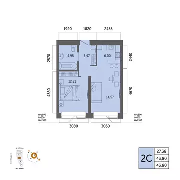 2-к кв. Башкортостан, Уфа Зеленая Роща жилрайон, Урбаника жилой ...
