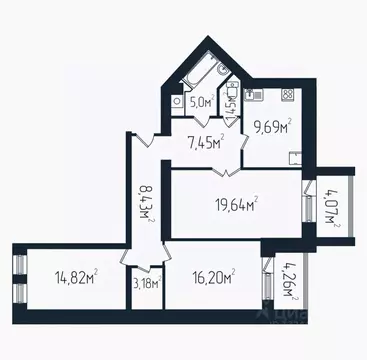 3-к кв. Ярославская область, Ярославль Суздальская ул., 192 (94.3 м)