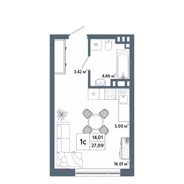 Студия Башкортостан, Уфа 42-й кв-л,  (27.0 м)