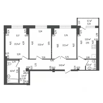 3-к кв. Башкортостан, Уфа Коммунистическая ул., 78 (87.6 м)