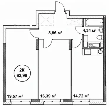 2-к кв. Нижегородская область, Нижний Новгород ул. Родионова (63.98 м)