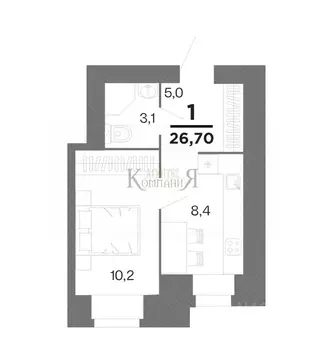1-к кв. Рязанская область, Рязань Бирюзова Парк жилой комплекс (26.7 ...