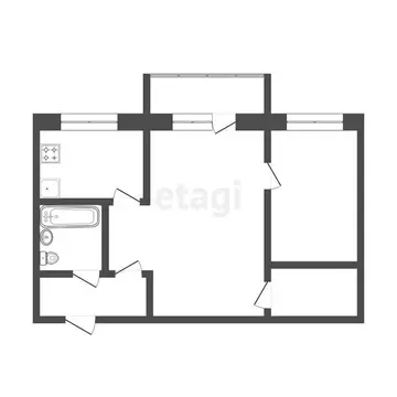 2-комнатная квартира: Тюмень, Минская улица, 9 (43.4 м)