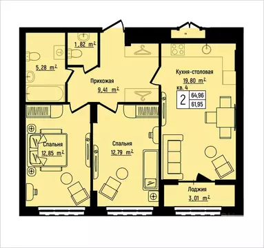 2-к кв. Нижегородская область, Нижний Новгород Литературная ул., 5 ...