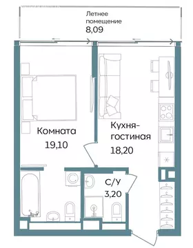 1-комнатная квартира: Республика Крым, Саки, курортный кластер Темпо ...