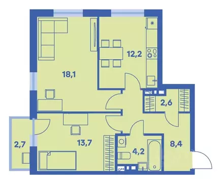 2-к кв. Пермский край, Пермь ул. Карпинского, 115 (60.0 м)