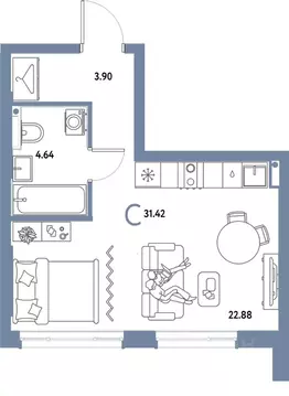 Студия Московская область, Мытищи Страна.Парковая жилой комплекс ...