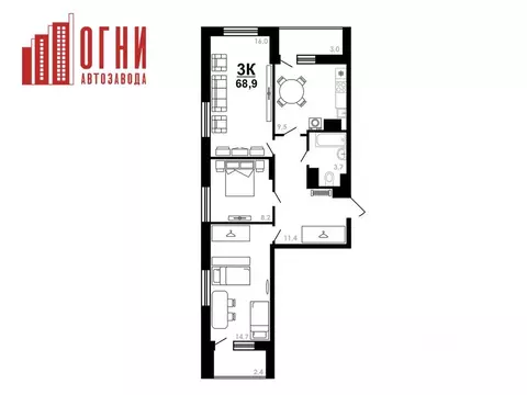 3-к кв. Нижегородская область, Нижний Новгород Коломенская ул., 8к4 ...