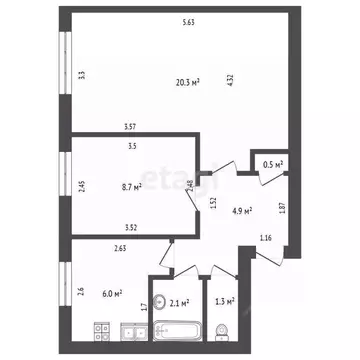 2-к кв. Башкортостан, Стерлитамак ул. Артема, 9 (43.8 м)