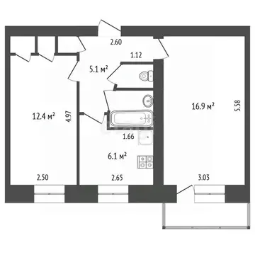 2-к кв. Вологодская область, Вологда 1-й ГПЗ-23 мкр, 5 (44.4 м)