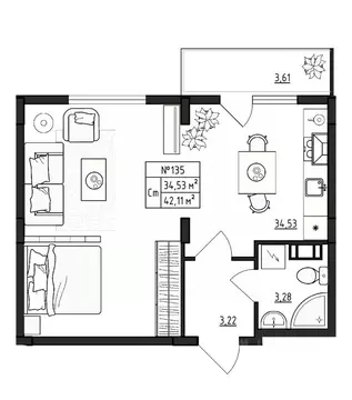 1-к кв. Ленинградская область, Гатчинский муниципальный округ, д. ...