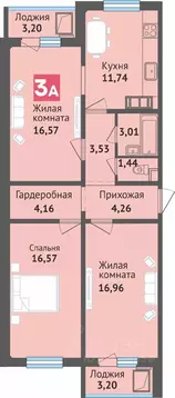 3-к кв. Чувашия, Чебоксары ул. Богдана Хмельницкого, 129 (84.63 м)