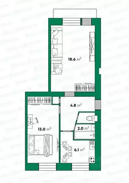 2-к кв. Кировская область, Киров ул. Циолковского, 14 (45.9 м)