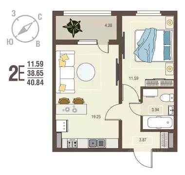 1-к кв. Воронежская область, с. Новая Усмань бул. Художников, 4 (40.84 ...