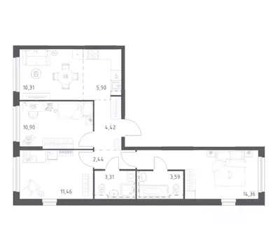 3-к кв. Башкортостан, Уфа ул. Рашита Манурова (66.69 м)