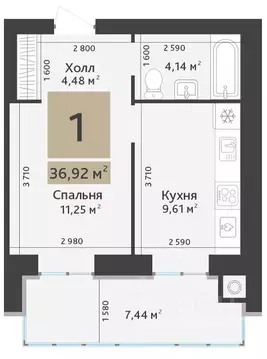 1-к кв. Рязанская область, Рязанский муниципальный округ, с. Дядьково, ...
