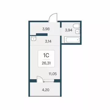 Квартира-студия: Мочищенский сельсовет, посёлок Озёрный (26.31 м)
