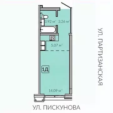 Студия Иркутская область, Иркутск Байкальская ул., 91 (31.0 м)