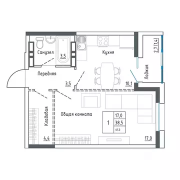 1-к кв. Приморский край, Уссурийск ул. Александра Францева, 40 (41.3 ...