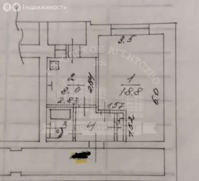 1-комнатная квартира: Калуга, переулок Малинники, 15 (34.3 м)