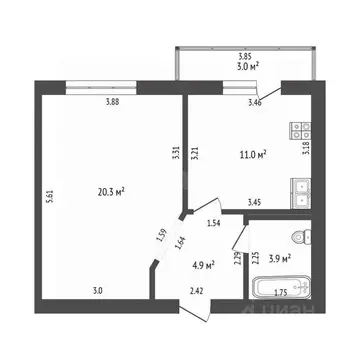 1-к кв. Башкортостан, Стерлитамак просп. Октября, 87 (39.0 м)