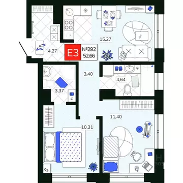 2-к кв. Тульская область, Тула Мясново мкр, Желания жилой комплекс ...