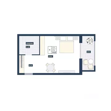 Студия Краснодарский край, Анапа Лучи жилой комплекс (39.05 м)