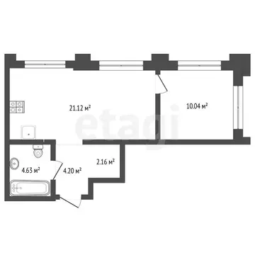 1-комнатная квартира: Тюмень, улица Тимофея Чаркова, 93 (42.9 м)