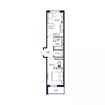 1-к кв. Ленинградская область, Мурино Всеволожский район, просп. ...