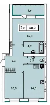 2-к кв. Ивановская область, Иваново ул. 2-я Чайковского, 40 (60.0 м)