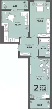 2-к кв. Калининградская область, Калининград ул. Генерала Толстикова, ...