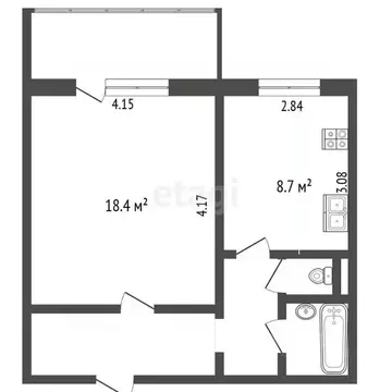1-к кв. Челябинская область, Челябинск ул. Чайковского, 54б (40.5 м)